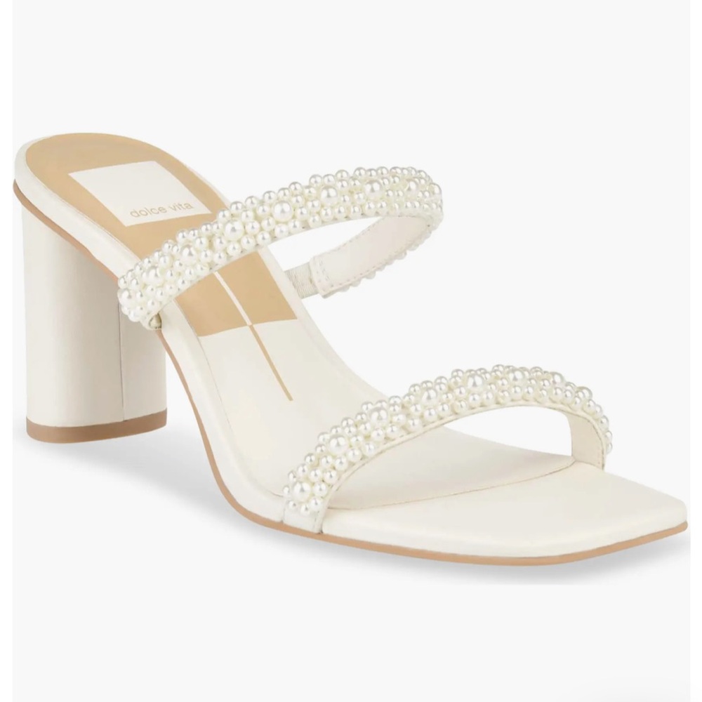 Dolce Vita Cream Pearl Strap Heels